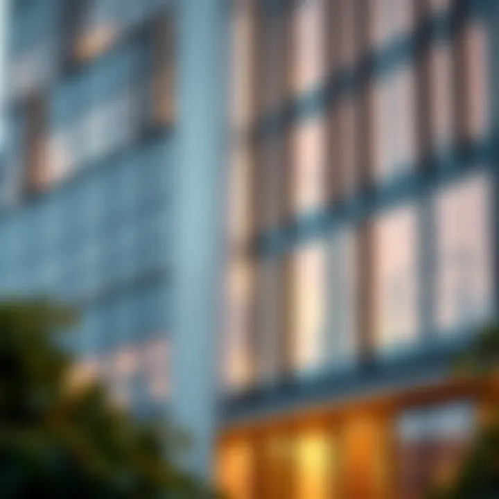Detail shot of Blumont Capital Tower's facade demonstrating its innovative design elements
