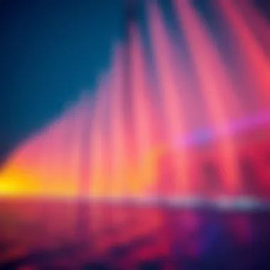 Close-Up of the Vibrant Burj Khalifa Fountains Close-up of the Burj Khalifa fountains illuminated with vibrant colors