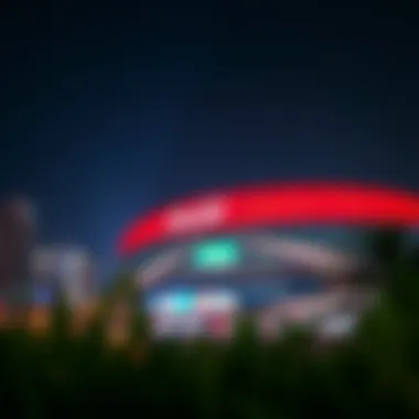 Night View of Coca-Cola Arena Coca-Cola Arena illuminated at night, enhancing Dubai's skyline
