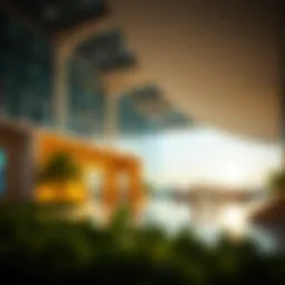 Architectural view of the European Business Center highlighting its modern design