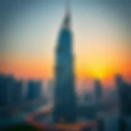 Stunning view of Al Fajer Tower against the Dubai skyline