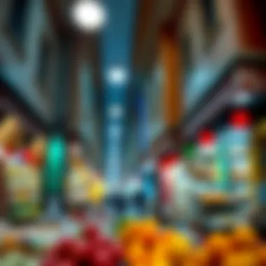 A charming street market showcasing local crafts and cuisine