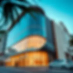 The stunning architectural facade of Nakeel Mall showcasing its modern design.