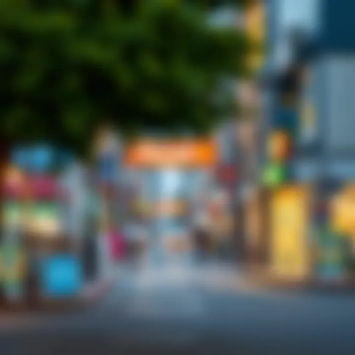 Vibrant street scene showcasing local amenities in Karama