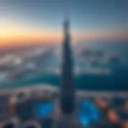 Aerial view showcasing the grandeur of Lake Tower against the Dubai skyline.